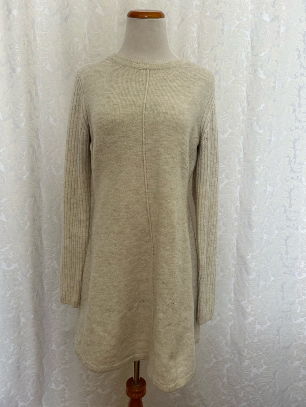 Shrinking Violet Cream Long Sleeve Knit Dress